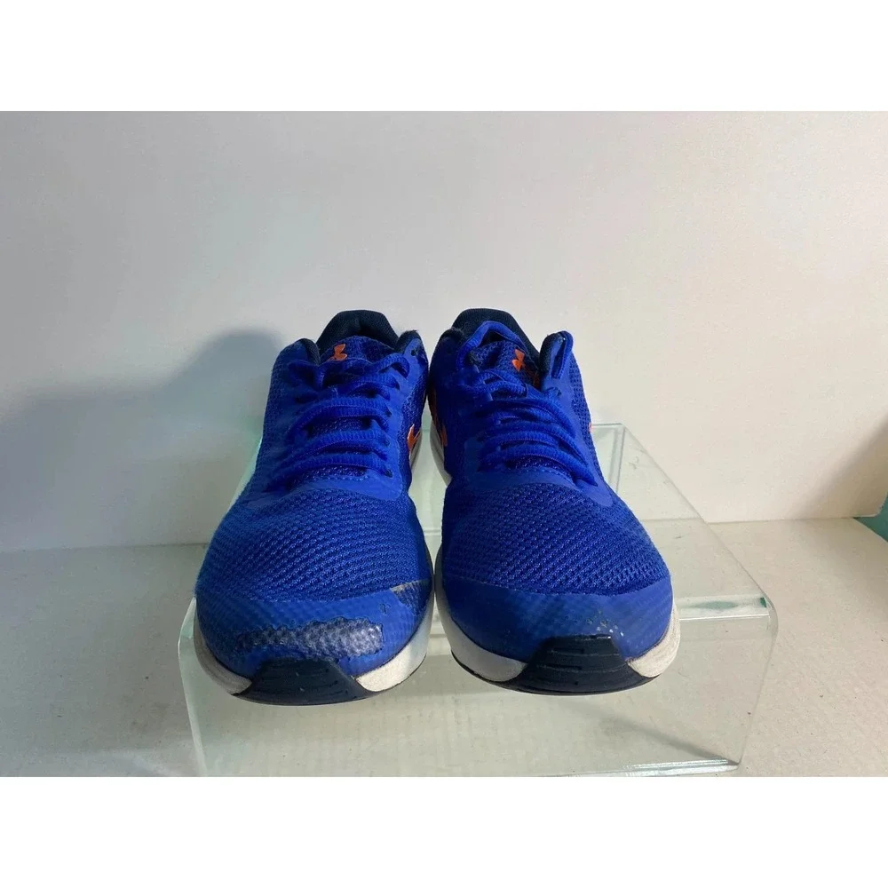 Under Armour Kids Blue Orange Mesh Running Shoes 3020470-400 Size 7Y